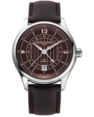 Frederique Constant Runabout Gmt Leather Strap Watch, 42Mm - Gray
