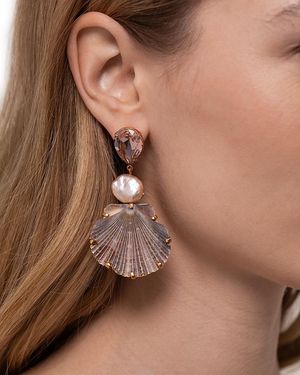 Jennifer Behr Moray Shell Statement Earrings - Brown