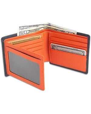 ROYCE New York Leather Rfid-Blocking Id Flap Bifold Wallet - Orange
