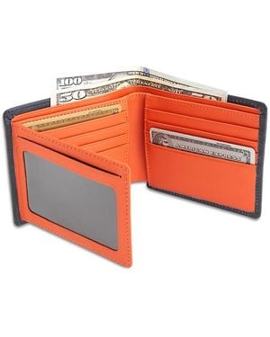 ROYCE New York Leather Rfid-Blocking Id Flap Bifold Wallet - Orange
