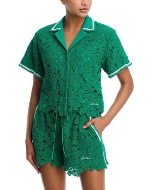 Jonathan Simkhai Glen Lace Camp Shirt - Green