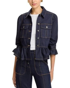 Cinq À Sept Delanie Peplum Denim Jacket - Blue