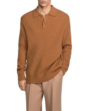 Sandro Leonardo Wool Polo Shirt - Brown