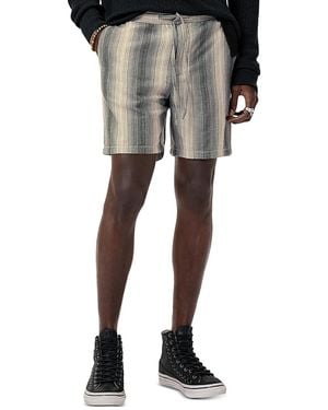 John Varvatos Stripe Cotton & Hemp Drawstring Shorts - Black