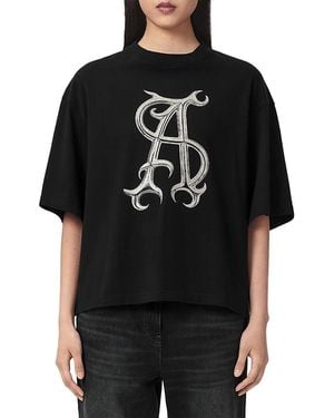 AllSaints Reflex Amelie Cotton Graphic Tee - Black
