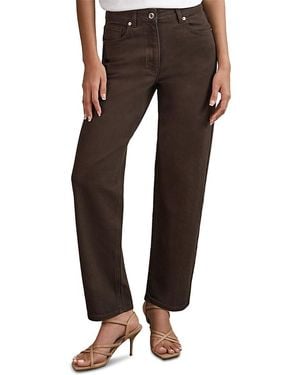 Reiss Petite Selin Mid Rise Straight Jeans - Brown
