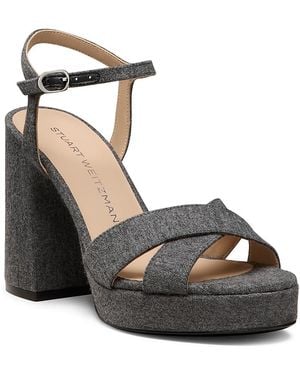 Stuart Weitzman Dayna Velvet Platform Sandals - Black