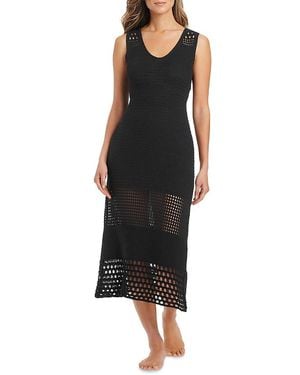 Bleu Rod Beattie Long Crochet Dress Swim Cover-Up - Black