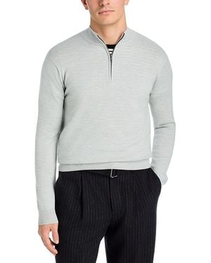 Peter Millar Canton Stripe Quarter Zip Sweater - Gray