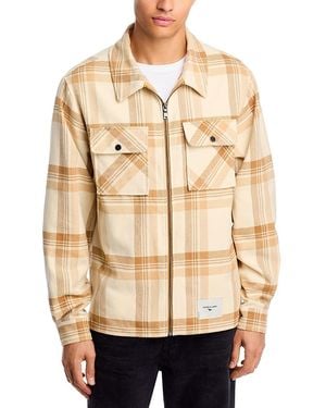 PAPER PLANES Printed Zip Front Shirt Jacket - Natural