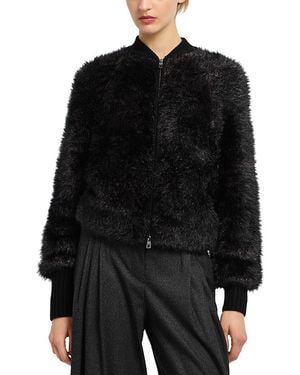 Emporio Armani Faux Fur Effect Bomber Jacket - Black