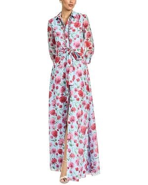 Sachin & Babi Addison Printed Organza Gown - Red