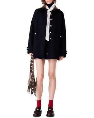 Maje Gedeus Wool Blend Double Faced Car Coat - Black