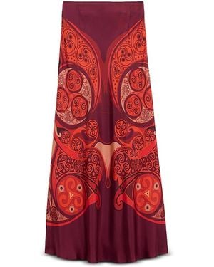 La DoubleJ Sleek Silk Skirt - Red
