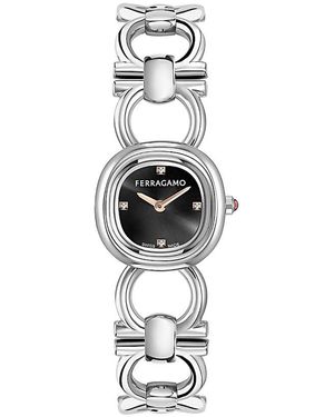 Ferragamo Double Gancini Petite Diamond Watch, 21Mm - White
