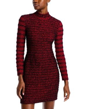Misook Two Toned Eyelash Knit Sheath Dress - Red