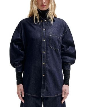 DARKPARK Button Front Long Sleeve Denim Shirt - Blue
