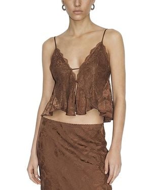 Ronny Kobo Danielle Cropped Lace Top - Brown