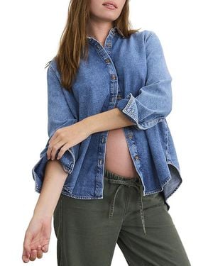 Hatch Collection The Drapey Denim Maternity Boyfriend Shirt - Blue