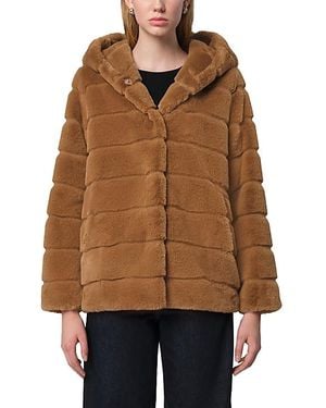 Apparis Goldy Faux Fur Hooded Short Coat - Brown