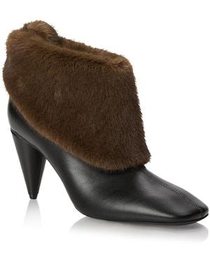 Stella McCartney Faux Fur Trim Ankle Boots - Brown