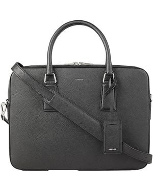 Sandro Downtown Large Saffiano Leather Briefcase - Black