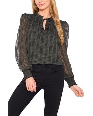 Cece Smocked Cuff Ruffle Blouse - Gray