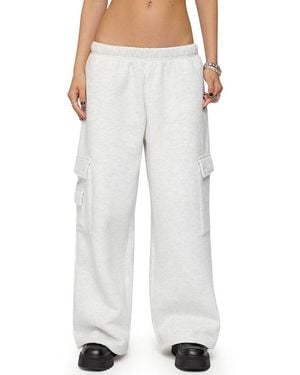 Edikted Petite Wide Leg Cargo Sweatpants - White