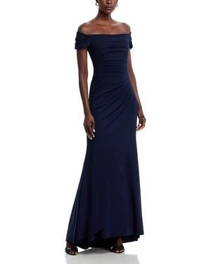 Aqua Off The Shoulder Gown - Blue