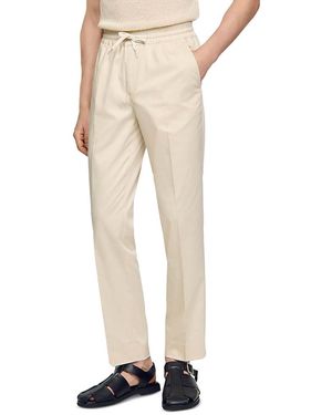 Sandro Alpha Cotton Blend Straight Leg Drawstring Pants - Natural