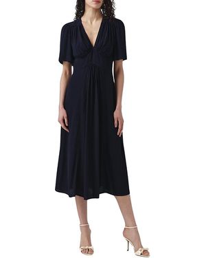 Ghost Rosalie Angel Sleeve Crepe Midi Dress - Blue
