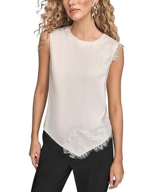 Donna Karan Lace Trim Top - White