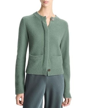 Vince Shrunken Boiled Cashmere Crewneck Cardigan - Green