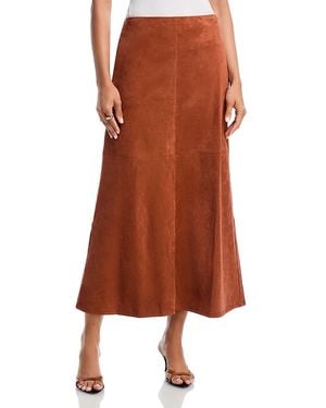Lost + Wander Regal Poise Faux Suede Maxi Skirt - Brown