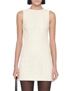 AllSaints Vee Perforated Leather Sheath Dress - White
