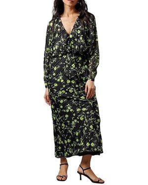 Warehouse Shadow Stripe Batwing Midi Dress - Green