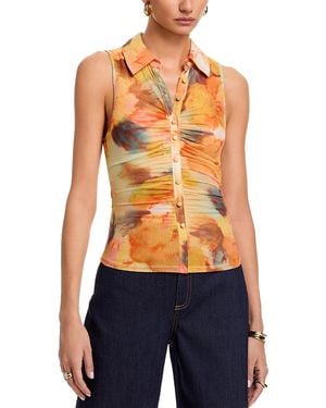 Cinq À Sept Watercolor Floral Sorrel Top - Blue