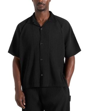Manière De Voir Justin Pleated Boxy Shirt - Black