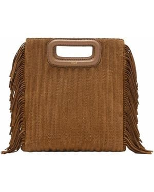 Maje M Suede Leather Bag - Brown