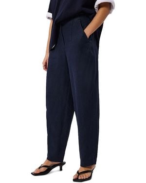 Whistles Petites Linen Barrel Leg Pants - Blue