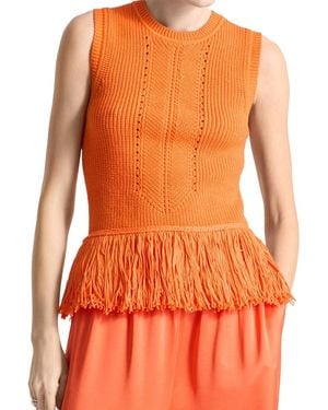Saint Art Collins Fringe Knit Top - White