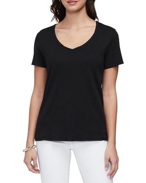 Three Dots Cotton V Neck Tee - Black