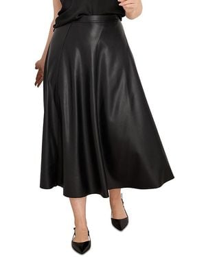 NIC+ZOE Faux Leather Seamed Midi Skirt - Black