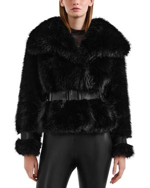 Rudsak Chloe Faux Fur Jacket With Removable Puffer Hood - Black