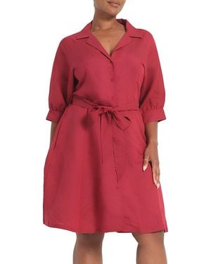 Estelle The Maribel Tie Waist Shirt Dress - Red