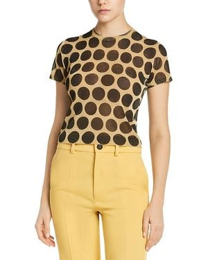 Marni Dot Print Short Sleeve Crewneck Top - Yellow