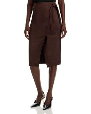 Tahari The Danica Faux Suede Skirt - Brown