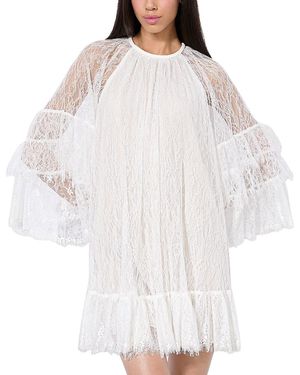 Alice + Olivia Meeko Embroidered Ruffle Sleeve Dress in White | Lyst Alice + Olivia Meeko Embroidered Ruffle Sleeve Dress in White | Lyst