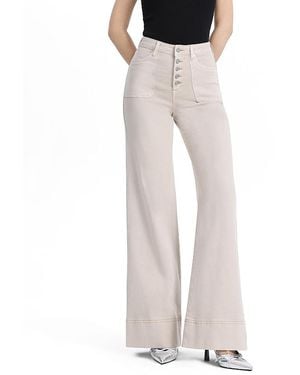 Bayeas High Rise Wide Leg Button Fly High-Stitched Hem Denim Jeans - Gray