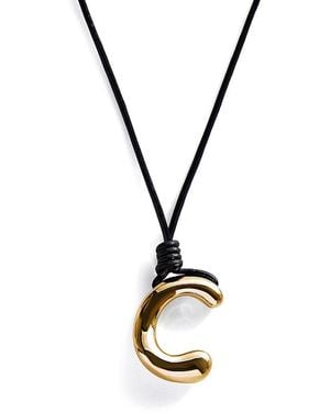 BaubleBar Initial Adjustable Cord Pendant Necklace, 32 - Metallic